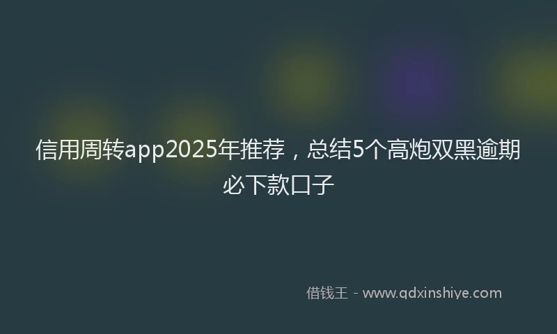 信用周转app2025年推荐，总结5个高炮双黑逾期必下款口子