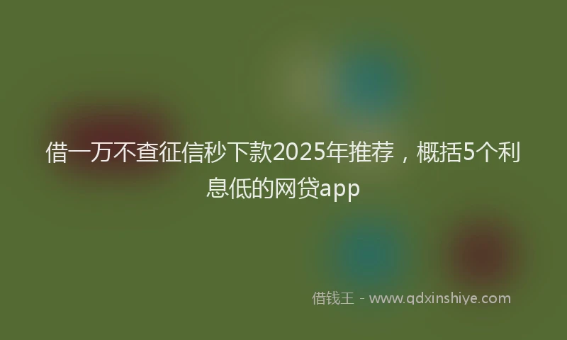借一万不查征信秒下款2025年推荐，概括5个利息低的网贷app