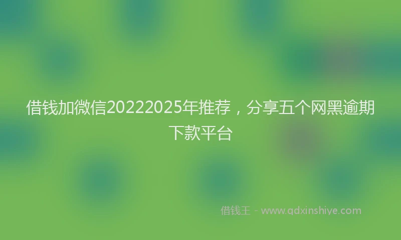 借钱加微信20222025年推荐，分享五个网黑逾期下款平台