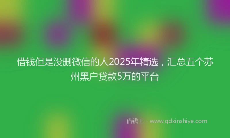 借钱但是没删微信的人2025年精选,汇总五个苏州黑户贷款5万的平台