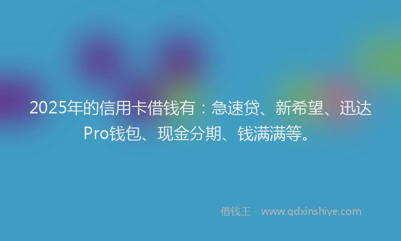 2025年的信用卡借钱有：急速贷、新希望、迅达Pro钱包、现金分期、钱满满等。