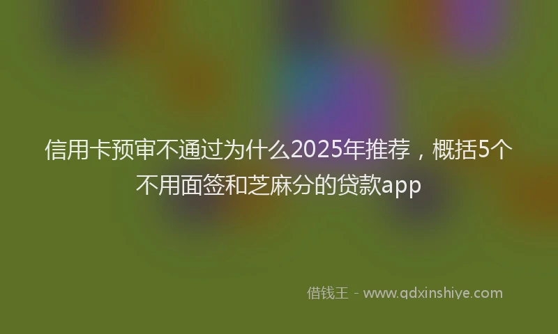 信用卡预审不通过为什么2025年推荐，概括5个不用面签和芝麻分的贷款app