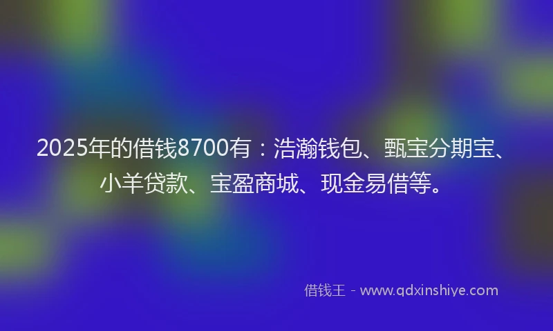2025年的借钱8700有:浩瀚钱包、甄宝分期宝、小羊贷款、宝盈商城、现金易借等。