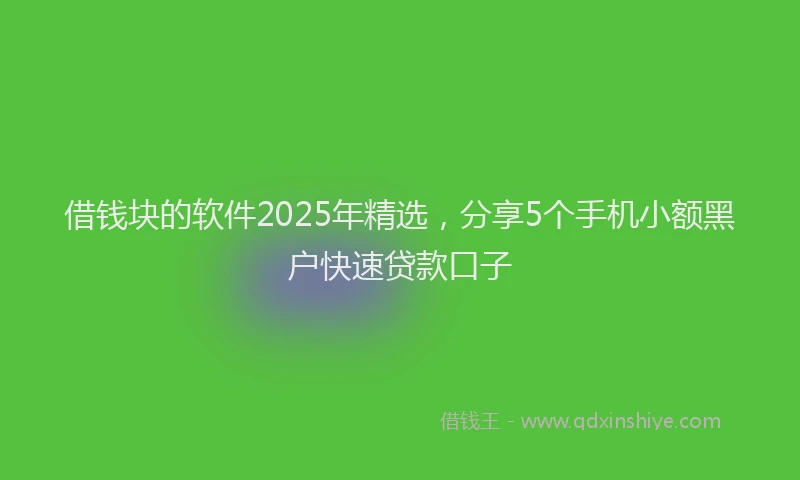 借钱块的软件2025年精选，分享5个手机小额黑户快速贷款口子