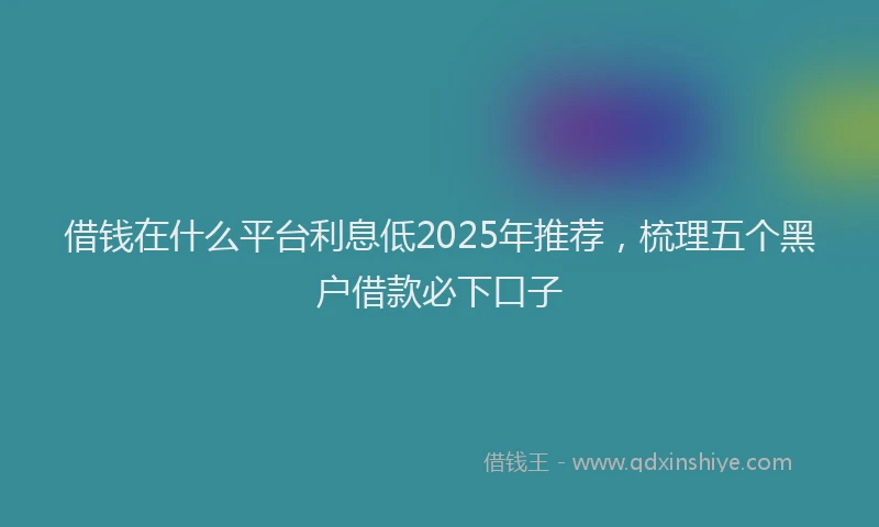 借钱在什么平台利息低2025年推荐，梳理五个黑户借款必下口子