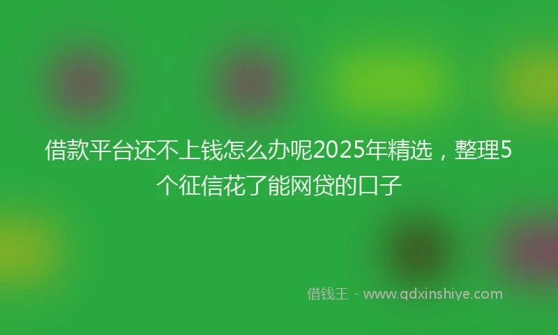 借款平台还不上钱怎么办呢2025年精选，整理5个征信花了能网贷的口子