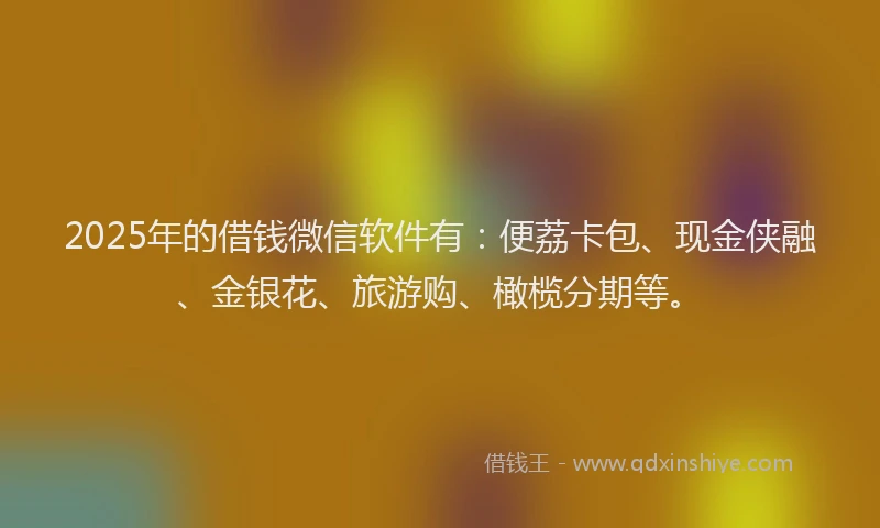 2025年的借钱微信软件有：便荔卡包、现金侠融、金银花、旅游购、橄榄分期等。