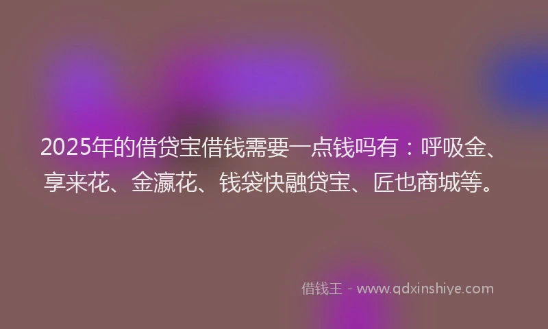 2025年的借贷宝借钱需要一点钱吗有：呼吸金、享来花、金瀛花、钱袋快融贷宝、匠也商城等。
