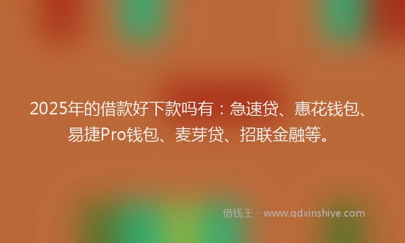 2025年的借款好下款吗有：急速贷、惠花钱包、易捷Pro钱包、麦芽贷、招联金融等。