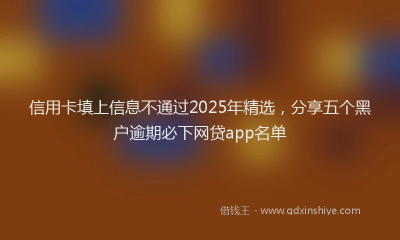 信用卡填上信息不通过2025年精选，分享五个黑户逾期必下网贷app名单