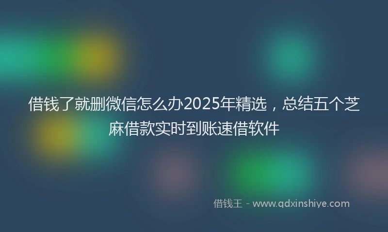 借钱了就删微信怎么办2025年精选，总结五个芝麻借款实时到账速借软件