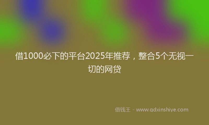 借1000必下的平台2025年推荐，整合5个无视一切的网贷