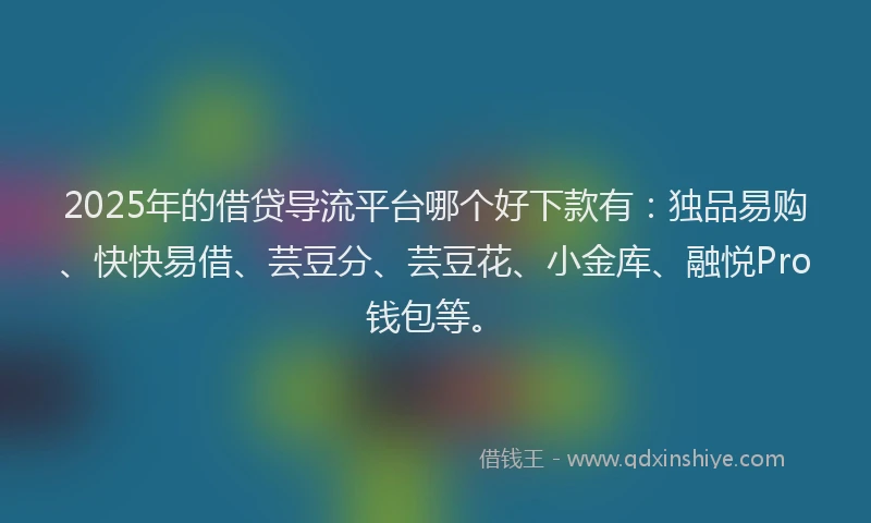 2025年的借贷导流平台哪个好下款有:独品易购、快快易借、芸豆分、芸豆花、小金库、融悦Pro钱包等。