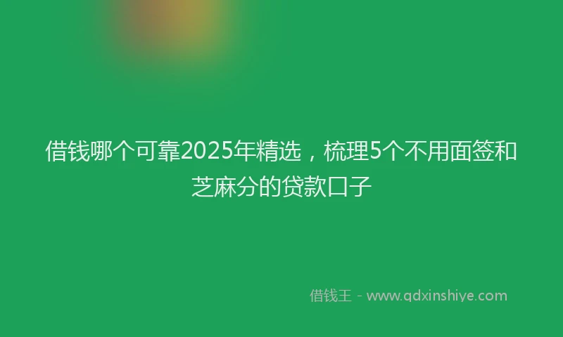 借钱哪个可靠2025年精选，梳理5个不用面签和芝麻分的贷款口子