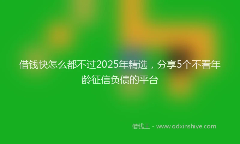 借钱快怎么都不过2025年精选，分享5个不看年龄征信负债的平台