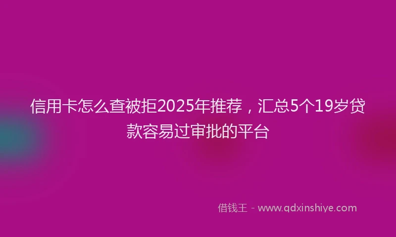信用卡怎么查被拒2025年推荐，汇总5个19岁贷款容易过审批的平台