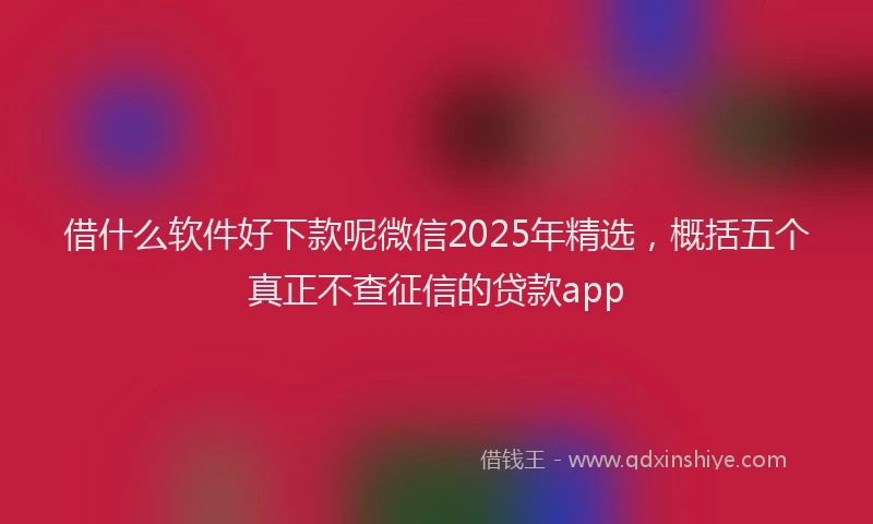 借什么软件好下款呢微信2025年精选，概括五个真正不查征信的贷款app