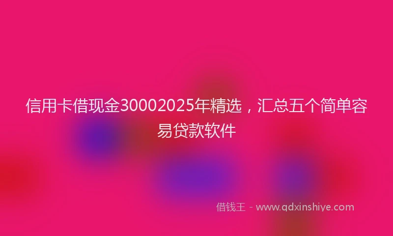 信用卡借现金30002025年精选，汇总五个简单容易贷款软件