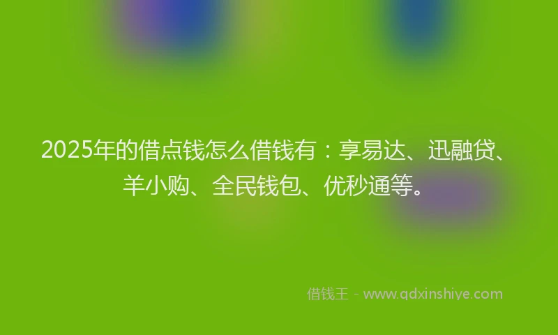 2025年的借点钱怎么借钱有：享易达、迅融贷、羊小购、全民钱包、优秒通等。