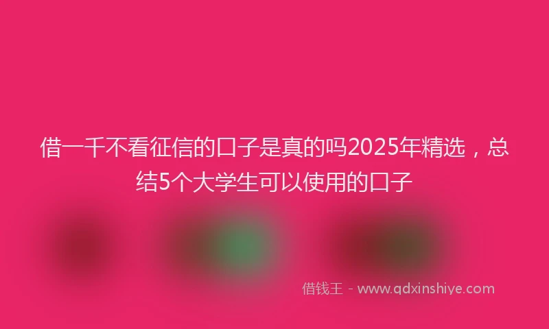 借一千不看征信的口子是真的吗2025年精选，总结5个大学生可以使用的口子