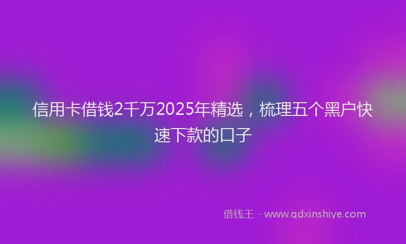 信用卡借钱2千万2025年精选，梳理五个黑户快速下款的口子