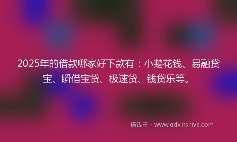 2025年的借款哪家好下款有：小鹅花钱、易融贷宝、瞬借宝贷、极速贷、钱贷乐等。