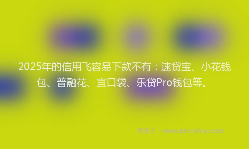 2025年的信用飞容易下款不有:速贷宝、小花钱包、普融花、宜口袋、乐贷Pro钱包等。