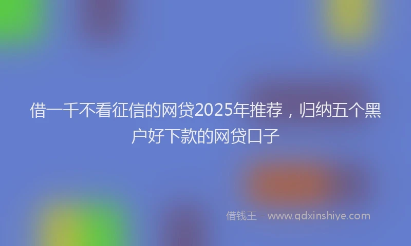 借一千不看征信的网贷2025年推荐，归纳五个黑户好下款的网贷口子