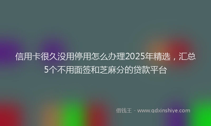 信用卡很久没用停用怎么办理2025年精选，汇总5个不用面签和芝麻分的贷款平台