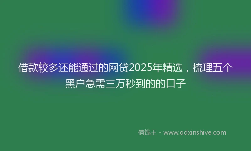 借款较多还能通过的网贷2025年精选，梳理五个黑户急需三万秒到的的口子