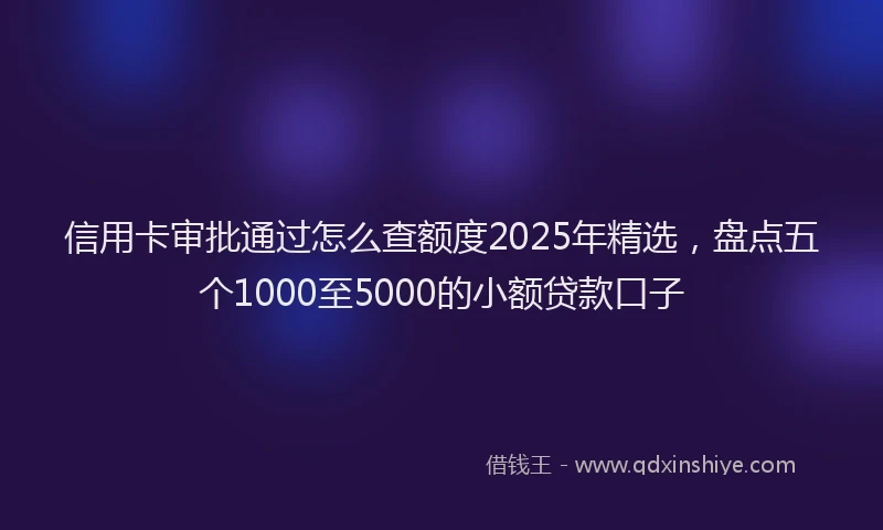 信用卡审批通过怎么查额度2025年精选，盘点五个1000至5000的小额贷款口子