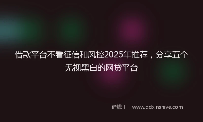 借款平台不看征信和风控2025年推荐，分享五个无视黑白的网贷平台