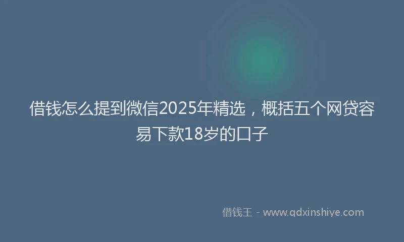 借钱怎么提到微信2025年精选，概括五个网贷容易下款18岁的口子