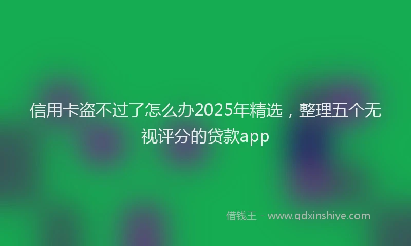信用卡盗不过了怎么办2025年精选，整理五个无视评分的贷款app