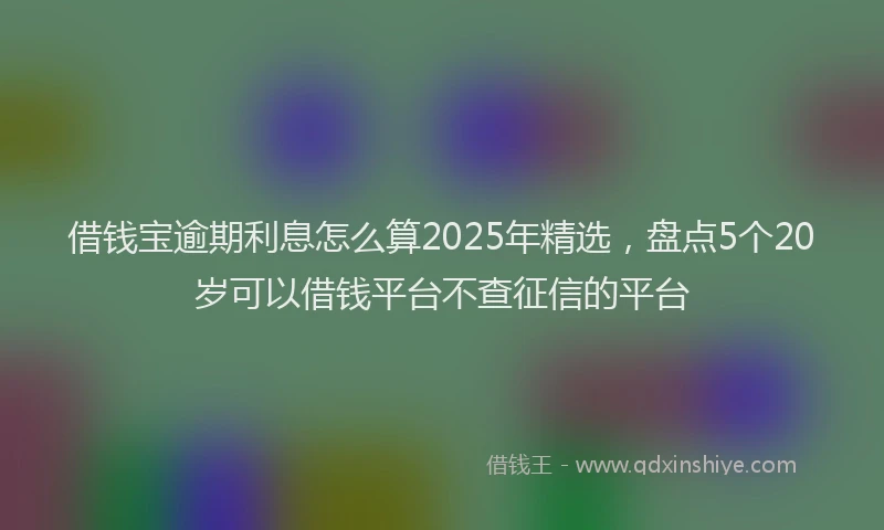 借钱宝逾期利息怎么算2025年精选，盘点5个20岁可以借钱平台不查征信的平台