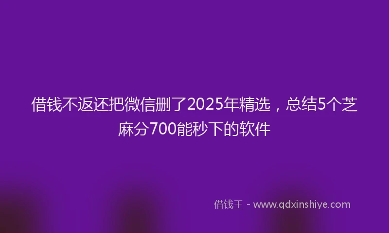 借钱不返还把微信删了2025年精选，总结5个芝麻分700能秒下的软件