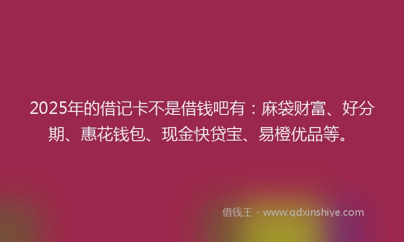 2025年的借记卡不是借钱吧有：麻袋财富、好分期、惠花钱包、现金快贷宝、易橙优品等。