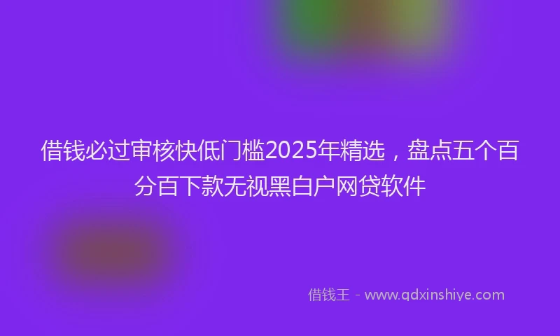 借钱必过审核快低门槛2025年精选，盘点五个百分百下款无视黑白户网贷软件