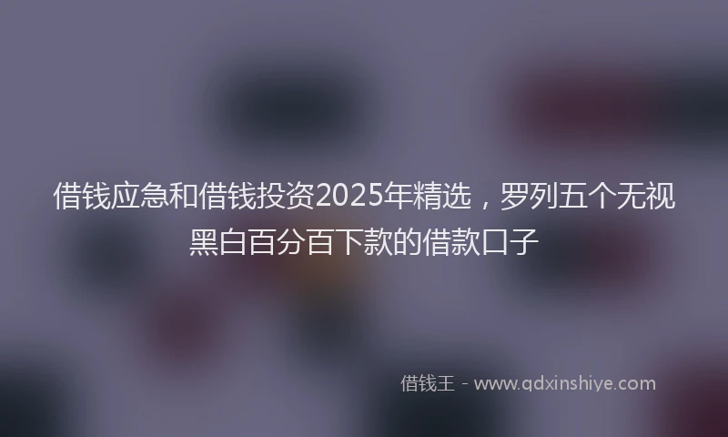 借钱应急和借钱投资2025年精选，罗列五个无视黑白百分百下款的借款口子