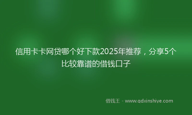 信用卡卡网贷哪个好下款2025年推荐，分享5个比较靠谱的借钱口子