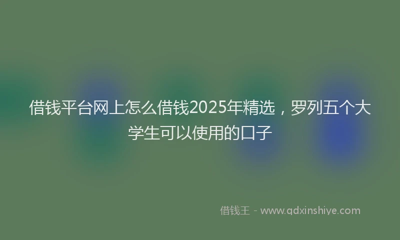借钱平台网上怎么借钱2025年精选,罗列五个大学生可以使用的口子
