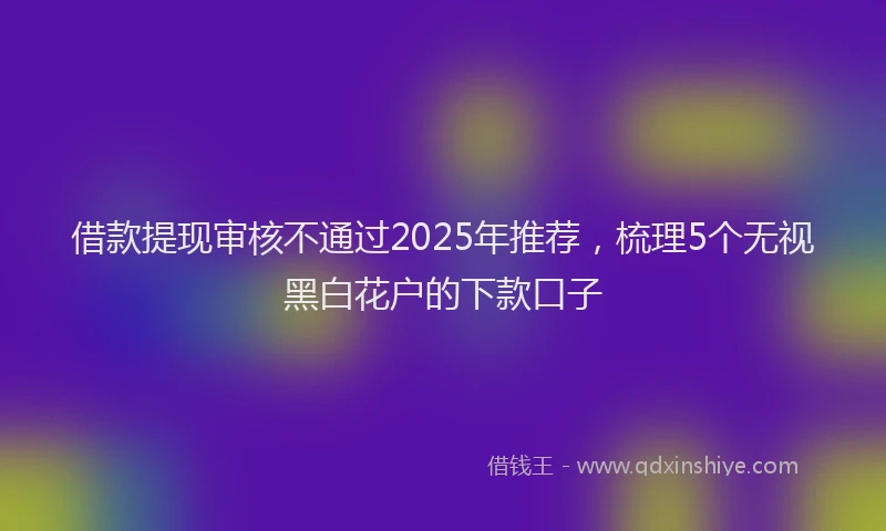 借款提现审核不通过2025年推荐，梳理5个无视黑白花户的下款口子