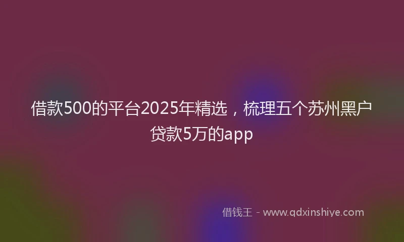 借款500的平台2025年精选，梳理五个苏州黑户贷款5万的app