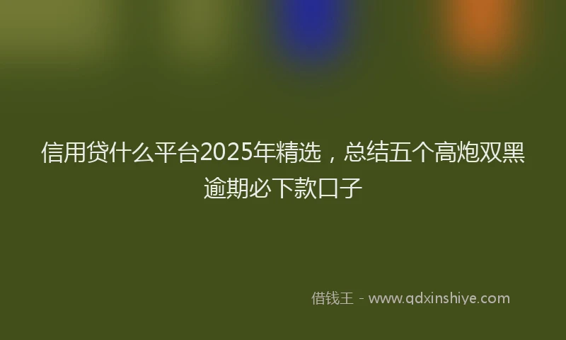 信用贷什么平台2025年精选，总结五个高炮双黑逾期必下款口子