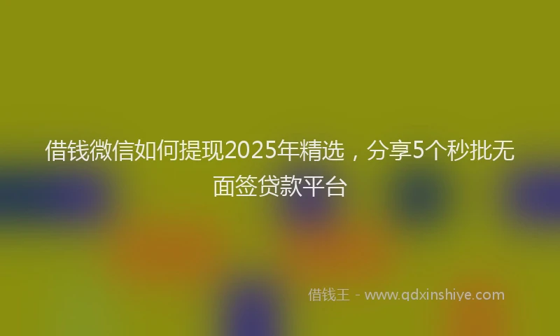 借钱微信如何提现2025年精选，分享5个秒批无面签贷款平台