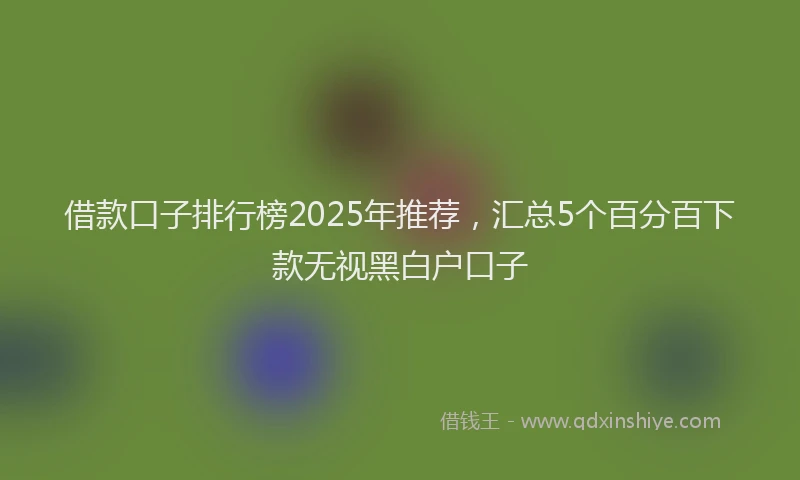 借款口子排行榜2025年推荐，汇总5个百分百下款无视黑白户口子