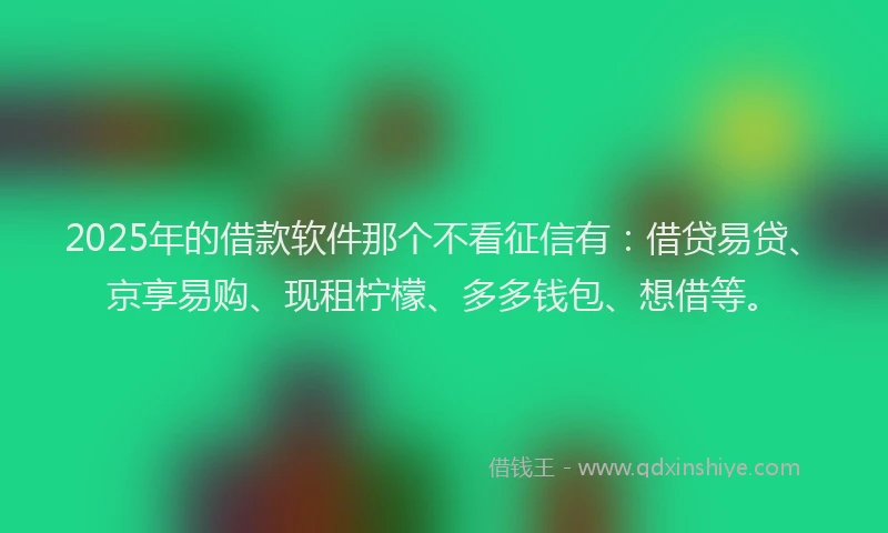 2025年的借款软件那个不看征信有：借贷易贷、京享易购、现租柠檬、多多钱包、想借等。