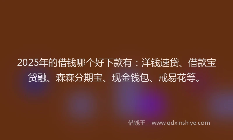 2025年的借钱哪个好下款有：洋钱速贷、借款宝贷融、森森分期宝、现金钱包、戒易花等。