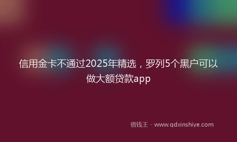 信用金卡不通过2025年精选，罗列5个黑户可以做大额贷款app