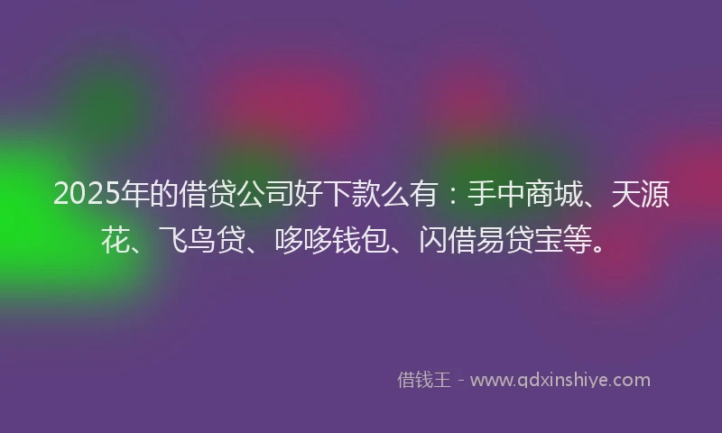 2025年的借贷公司好下款么有：手中商城、天源花、飞鸟贷、哆哆钱包、闪借易贷宝等。